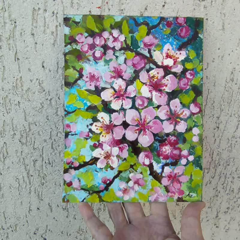 Plum Blossom Painting Meihua Original Art Blooming Tree Oil Small Artwork