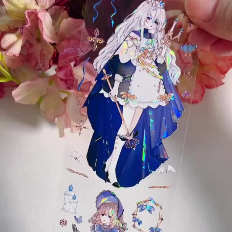 晚宴 西洋少女 お姫様 PET 紙膠帶 貝殼光 10米卷 - 紙膠帶/和紙/PET - 其他材質 多色