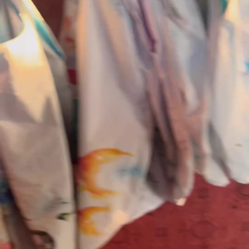 手描きの金魚アートバッグ リバーシブル 新サイズ - 手提包/手提袋 - 棉．麻 白色