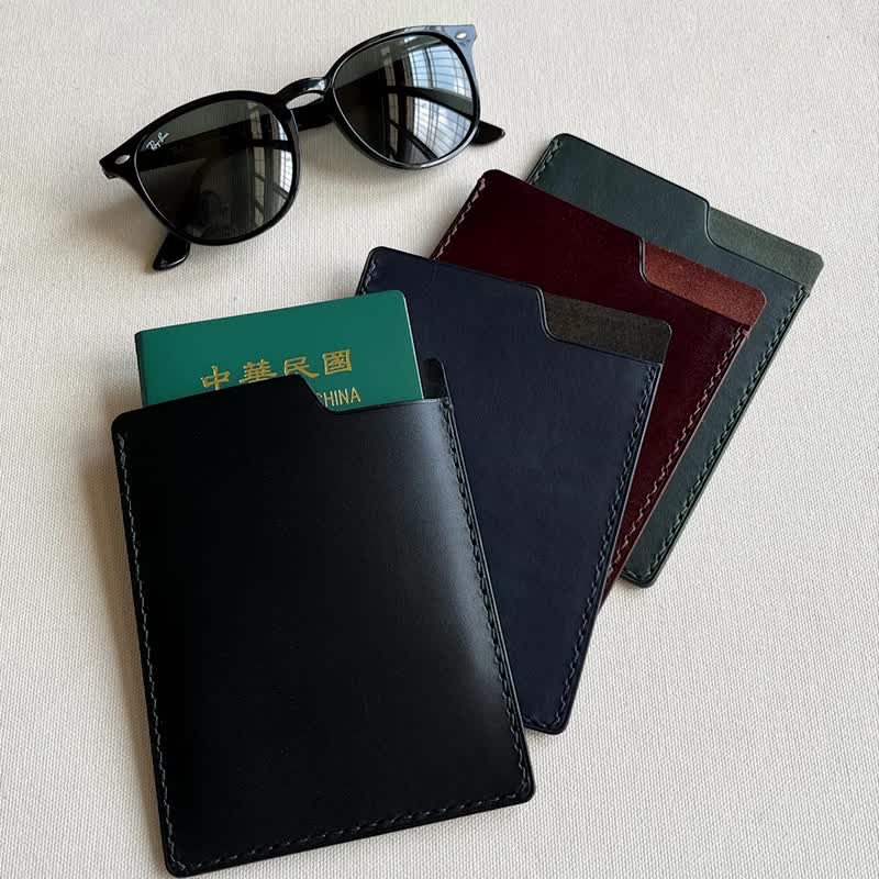 Bruxelles Minimalist Leather Passport Holder-Graphite Black/Navy Blue/Brownie/British Racing Green - Passport Holders & Cases - Genuine Leather Black