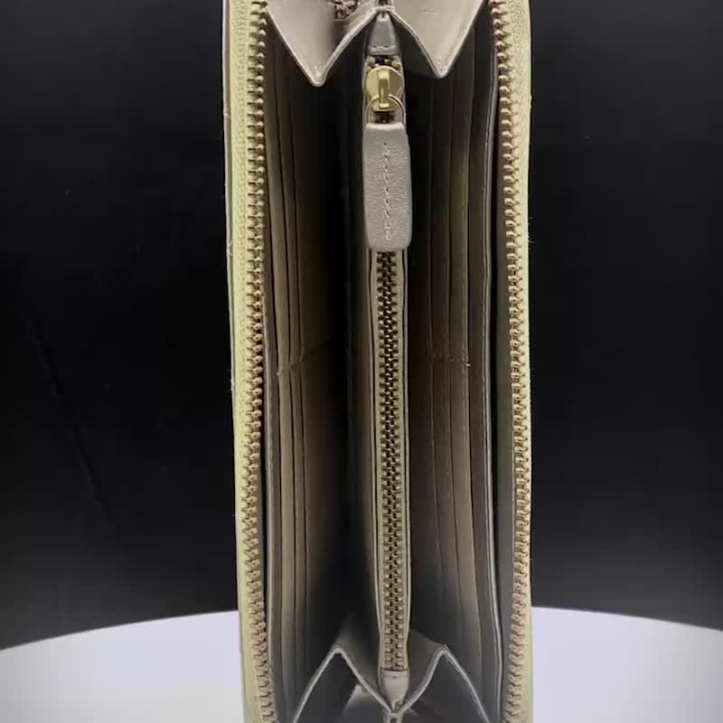 CROSS 限量1折 頂級小牛皮菱格紋長夾 金 全新專櫃展示品 - 錢包/皮夾/長短夾 - 真皮 銀色