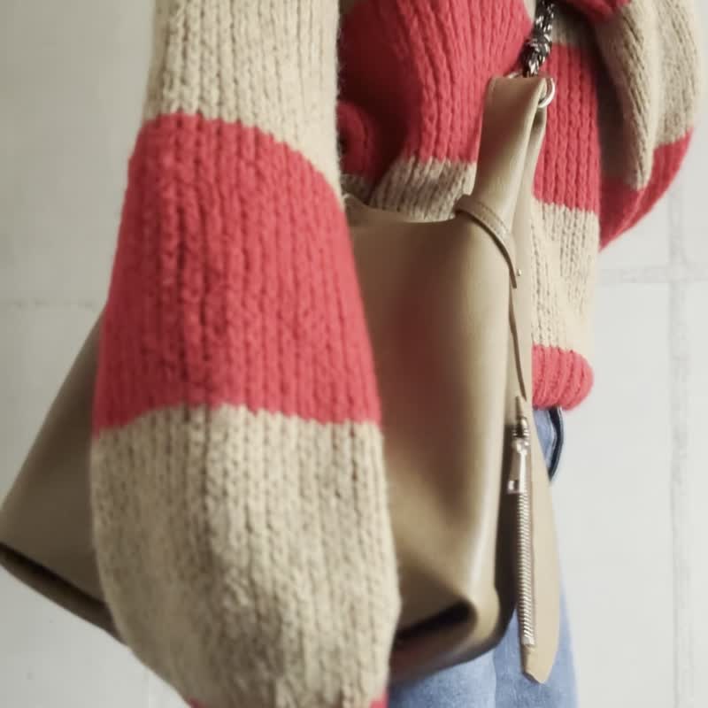 Usual Bag M Camel_Goat Skin - 手提包/手提袋 - 真皮 