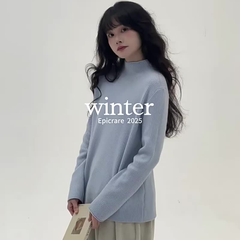 5顔色 暖暖雲朵 加絨半高領針織毛衣 甜美簡約溫柔風內搭上衣 - 女裝毛衣/針織衫 - 其他人造纖維 紫色