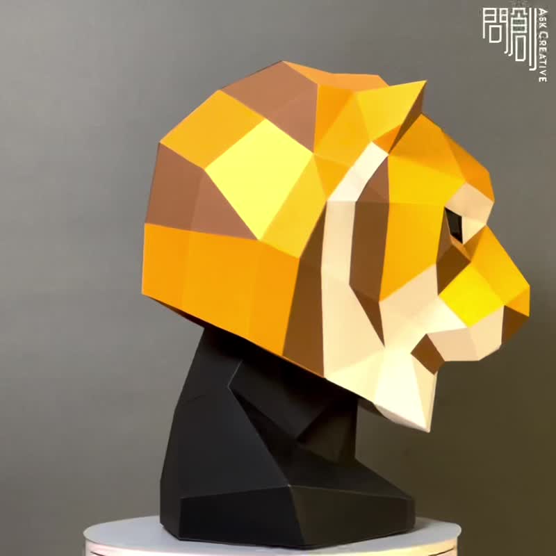 問創設計手作3D紙模型禮物套面具系列老-虎面具(大小可選) - 公仔/玩偶 - 紙 白色