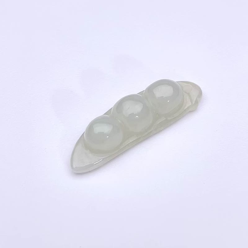 冰種翡翠福豆吊飾 | 天然緬甸玉翡翠A貨 | 送禮 - 吊飾/掛飾 - 玉石 黃色