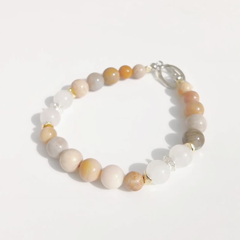 [Linjor-Fuguang] Original design Chinese style coral jade bracelet - สร้อยข้อมือ - หิน หลากหลายสี