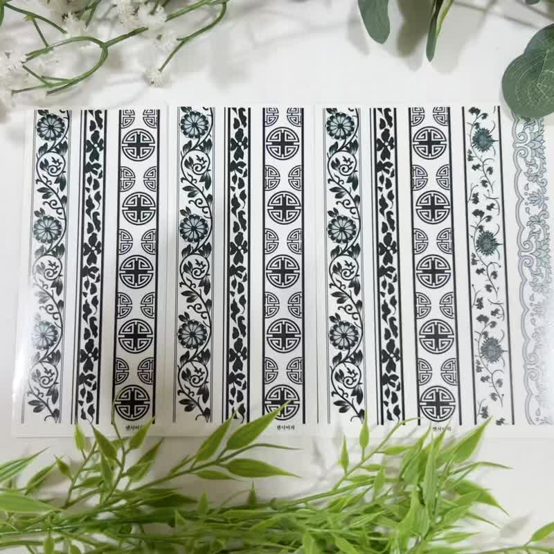 Sensiary-Oriental pattern glossy transparent sticker 3PCS - สติกเกอร์ - กระดาษ 