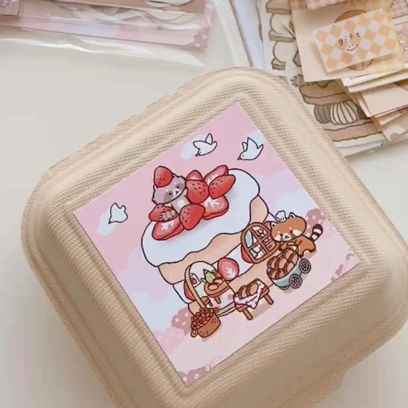 浣熊菓子屋紙膠帶禮盒福袋 - 紙膠帶/和紙/PET - 塑膠 粉紅色