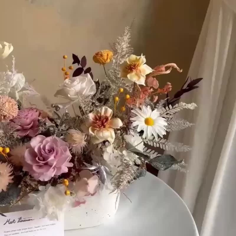 【遇見恆久】暮霧花園永生花盆栽 開幕盆栽 - 乾燥花/永生花 - 植物．花 