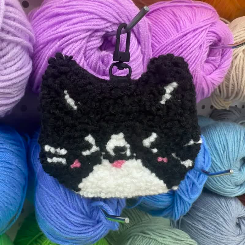 [Ready-made products] Russian embroidery l Punch Needle l cow cat - Charms - Cotton & Hemp Multicolor