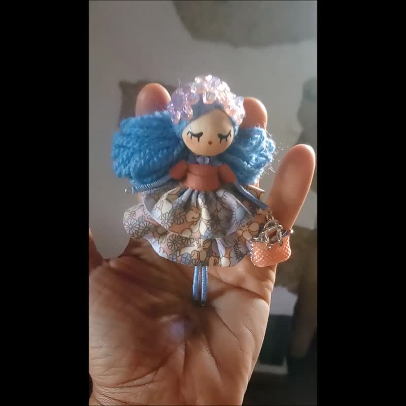 Fairy Brooch doll - Brooches - Wood Blue