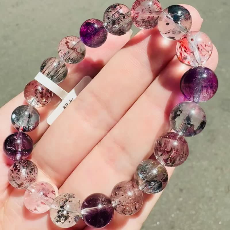 精品閃閃金草莓彼岸花彩超七10mm27.58g三輪骨幹水晶事業貴人招財 - 手鍊/手環 - 水晶 多色