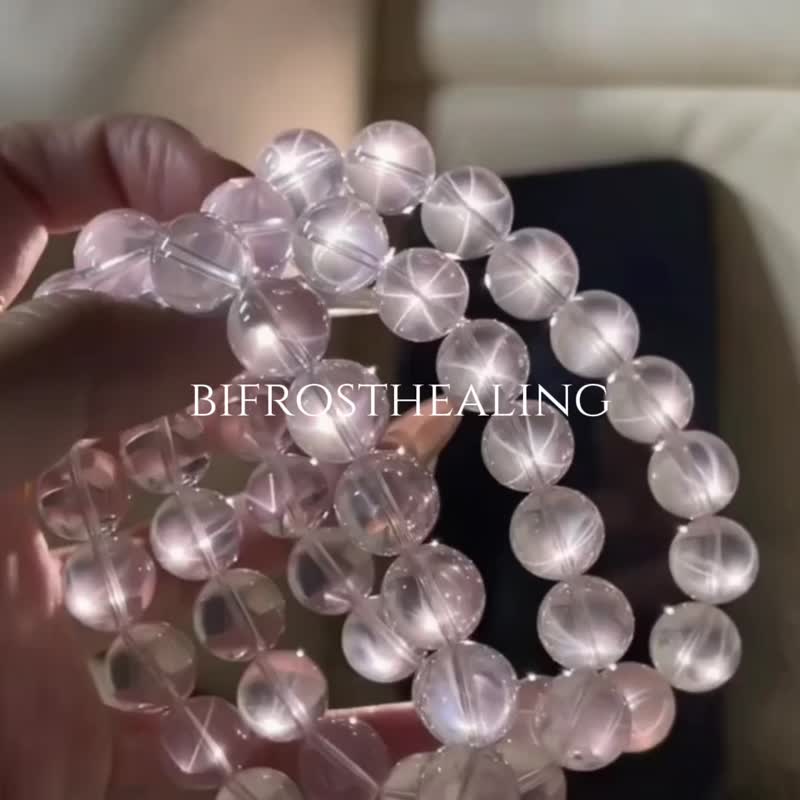彌雅手作丨愛應是人永恆的追求丨冰透六芒星光莫桑比克粉水晶手串 - 手鍊/手環 - 水晶 粉紅色