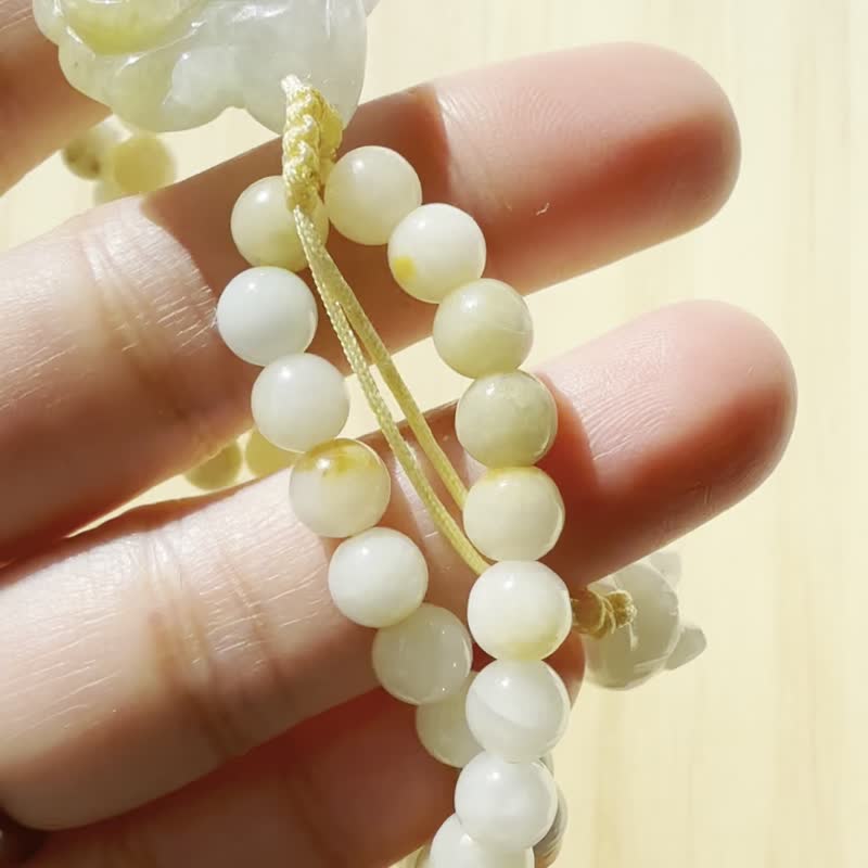 Handmade Jade Bracelet - Morning Rose Semi-Bangle Bracelet - 手鍊/手環 - 玉石 黃色