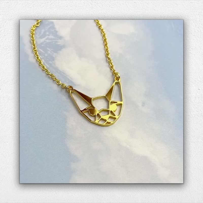 Devon Rex Cat necklace, Pet gift for Cat Lover, Gold Plated Pendant - 項鍊 - 銅/黃銅 金色