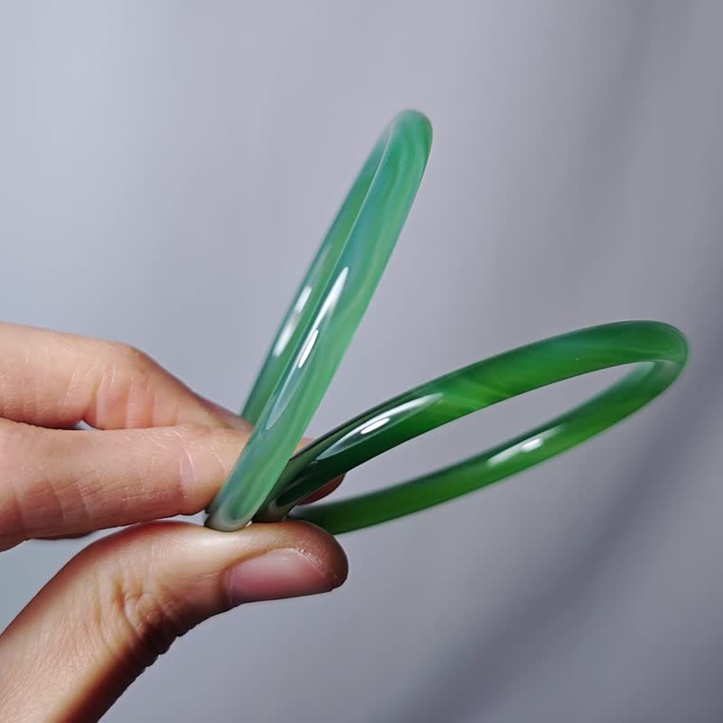 冰種 綠玉瓍 富貴 叮噹鐲 玉振金聲 2只一組 手鐲 17.5cm 單品 - 手鍊/手環 - 寶石 綠色
