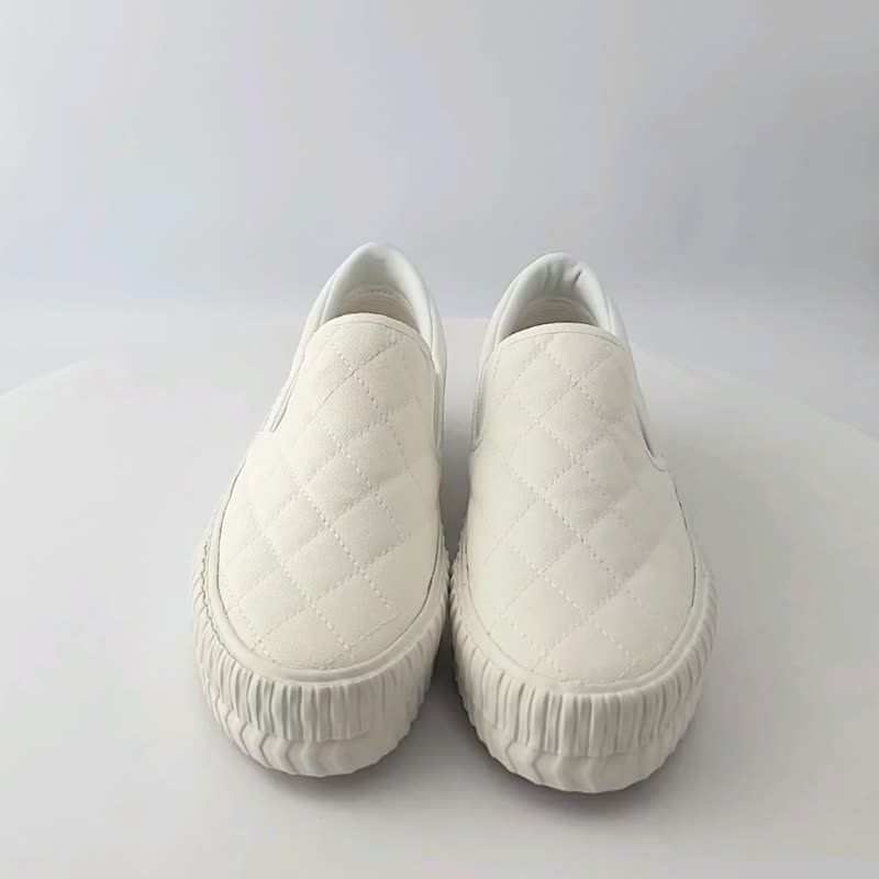 4 Color Pineapple Thick Sole Biscuit Shoes (Wide Last) Women's Shoes - Women's Casual Shoes - Cotton & Hemp White