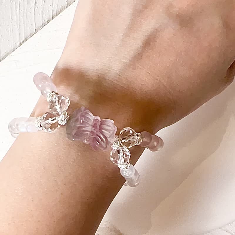 Good things come together Lotus Stone blue moonlight rose quartz double layer bracelet crystal love, popularity and luck - Bracelets - Crystal 