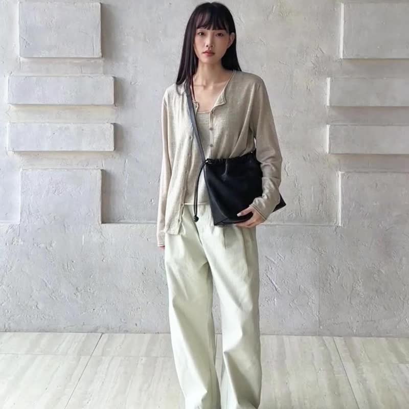 sobag簡約通勤頭層植鞣牛皮抽繩hobo包女設計師小眾單肩斜背包 - 側背包/斜背包 - 真皮 咖啡色