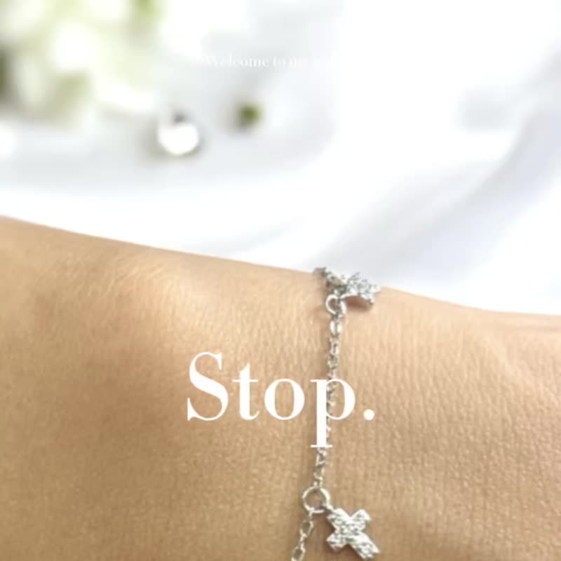 925純銀鍍18K金/躍境-銀 可洗澡女生情人節禮物禮盒手鍊B46 - 手鍊/手環 - 貴金屬 銀色