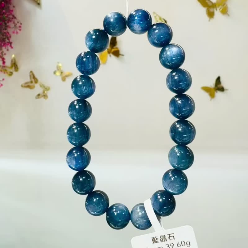 精品貓眼濃色藍晶石10mm39.60g轉運水晶美人魚晶石提升洞悉力 - 手鍊/手環 - 水晶 藍色