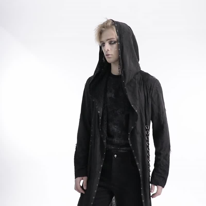 哥德靈知派巫師雙層連帽外套 - 男背心 - 其他材質 黑色