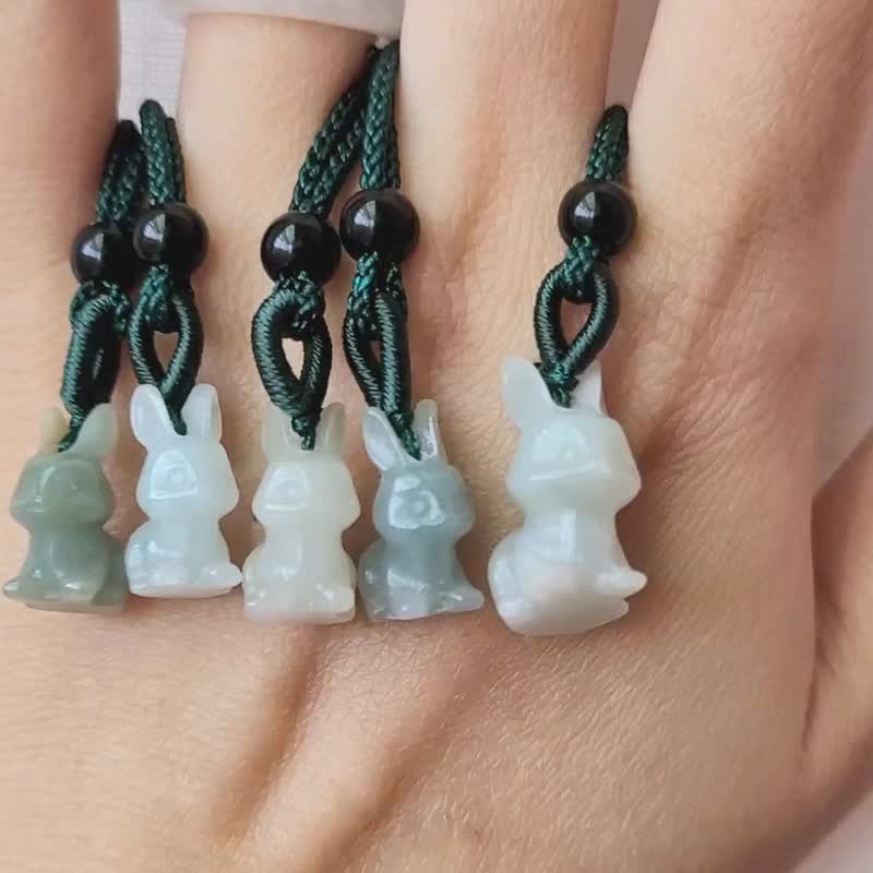 【親翠】天然翡翠 冰多色可愛小兔兔第三彈 | 生肖兔 | 經典回歸 - 項鍊 - 玉石 多色