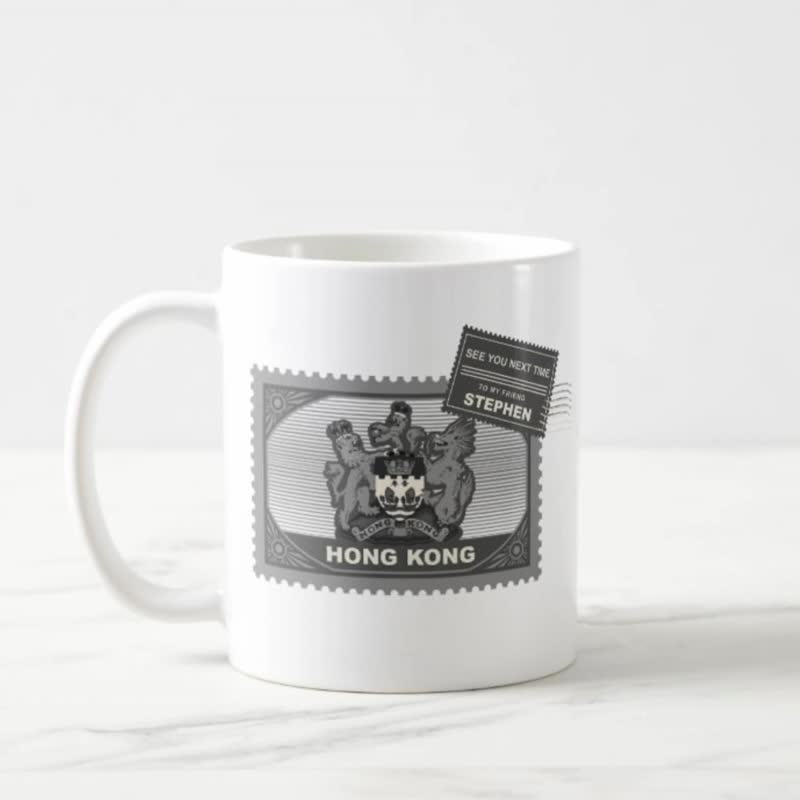 Customizable Mug with Name-Stamp Style Old Regional Emblem Pattern - Cups - Other Materials White