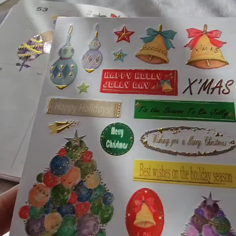 X'MAS立體燙金水晶轉印貼紙 - 貼紙 - 塑膠 