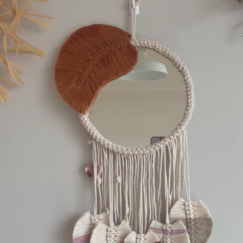 Soft feather French braid hanging mirror - ของวางตกแต่ง - ผ้าฝ้าย/ผ้าลินิน 