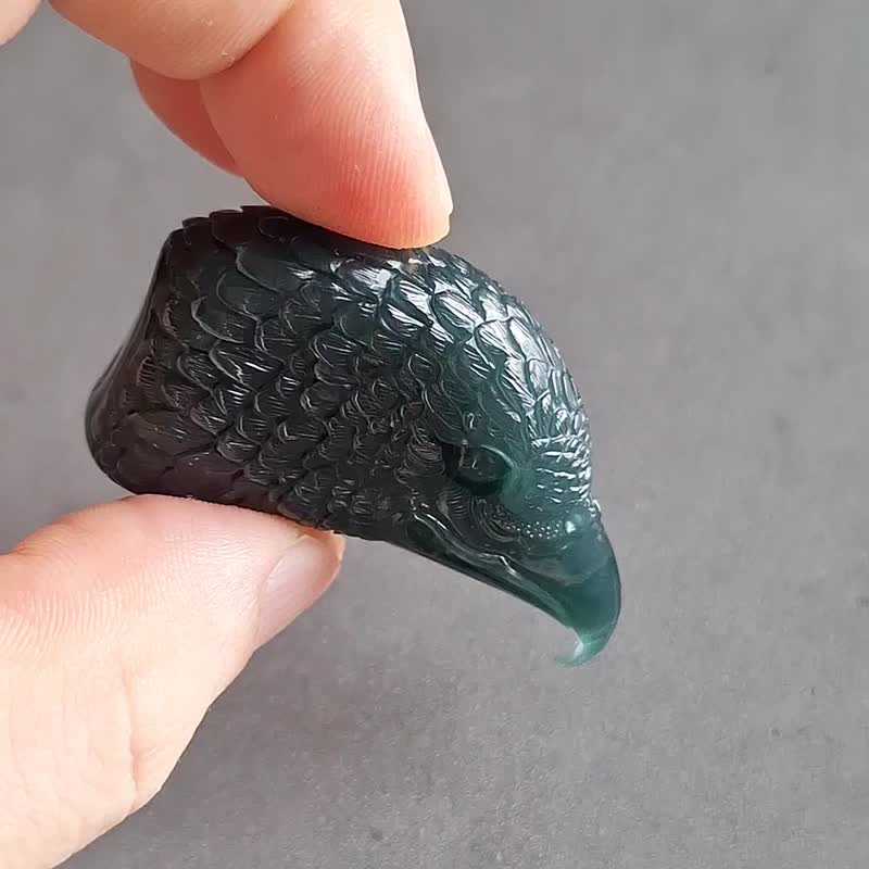 天然瓜地馬拉翡翠玉器 | 冰種鷹吊墜玉墜 | - 項鍊 - 玉石 藍色