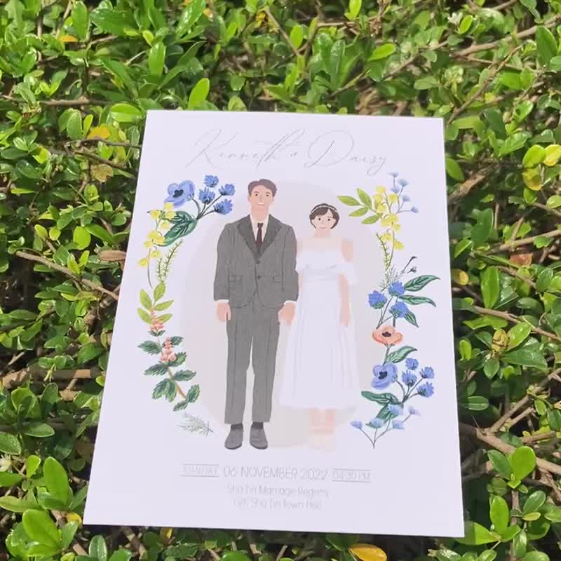 客制化 似顏繪 結婚電子卡 - 電子似顏繪/繪畫/插畫 - 其他材質 