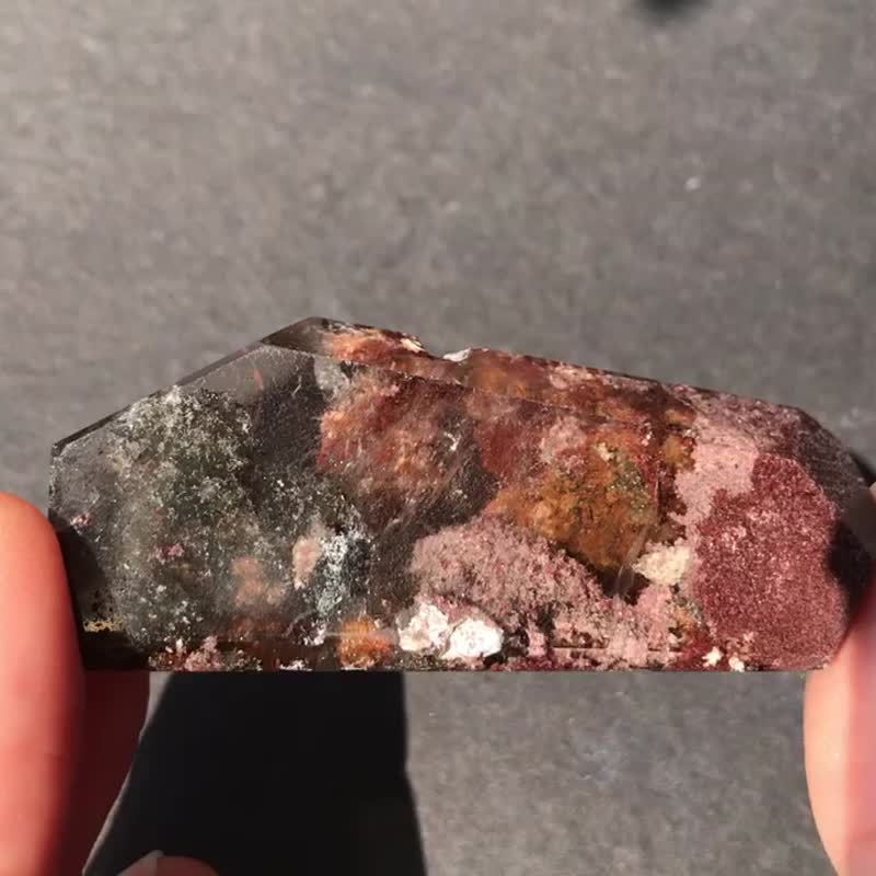 四季幽靈水晶 紅幽靈 掛件 天然原石 手把玩 擺件 - 擺飾/家飾品 - 水晶 紅色