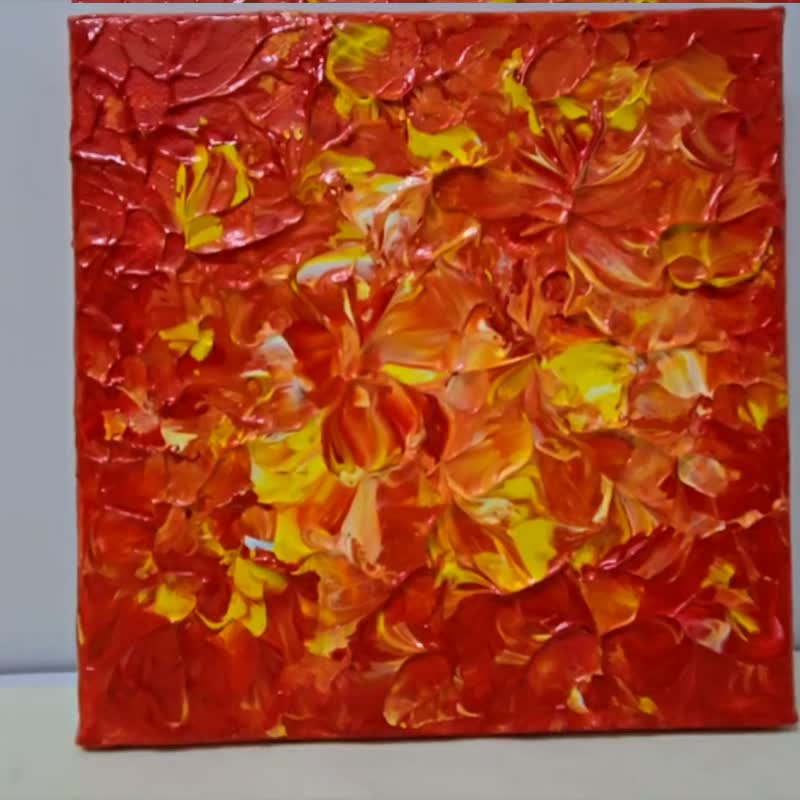 壓克力畫/丙烯抽象藝術/手作療癒【Lucky Love-暖陽】送禮祝福 - 擺飾/家飾品 - 壓克力 