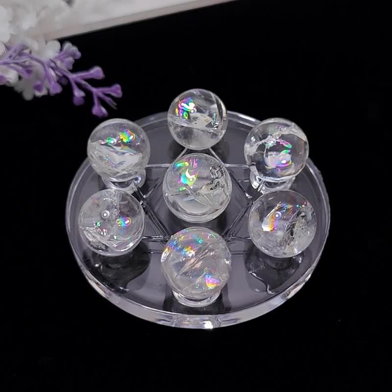 Rare top quality white crystal rainbow seven chakras all wishes come true ball large satellite seven star array limited edition - Items for Display - Gemstone Multicolor