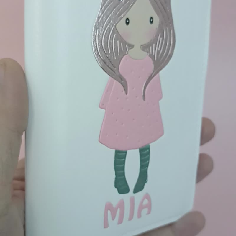 Personalized passport cover/cute cover/doll - Passport Holders & Cases - Faux Leather White