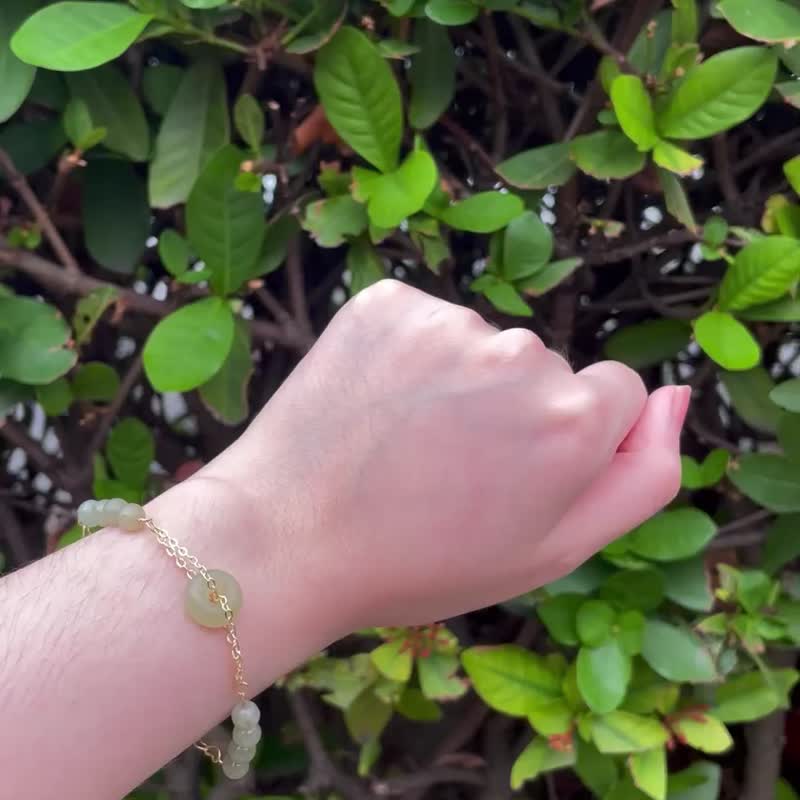 SS23|Lotus Leaf|Hetian Jade, Jade - สร้อยข้อมือ - หยก สีเขียว