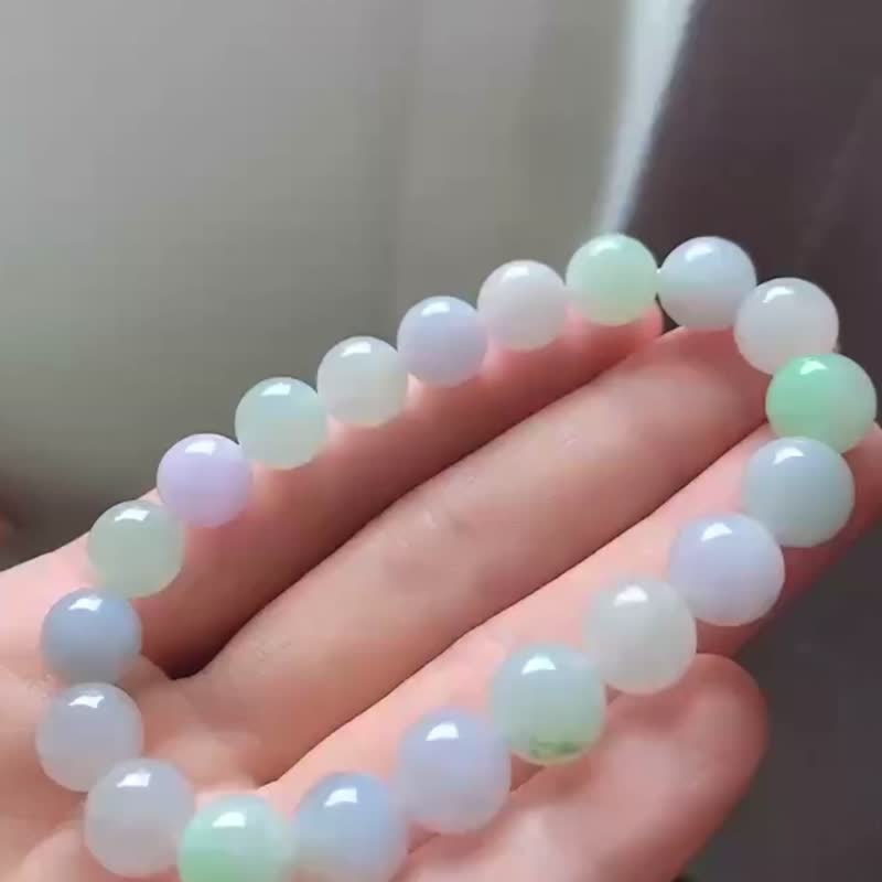 天然翡翠 緬甸 A玉 玉珠 玉鏈 手鏈 • 冰種馬卡龍糖果翡翠手串 - 手鍊/手環 - 玉石 多色