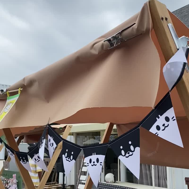 doudle playground 黑白柴豆與喵三角旗 1組12塊 - 擺飾/家飾品 - 防水材質 