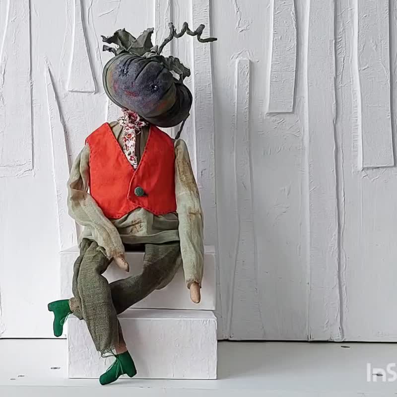 南瓜藝術娃娃家居裝飾萬聖節假期有趣的禮物手工製作 - 公仔模型 - 棉．麻 銀色