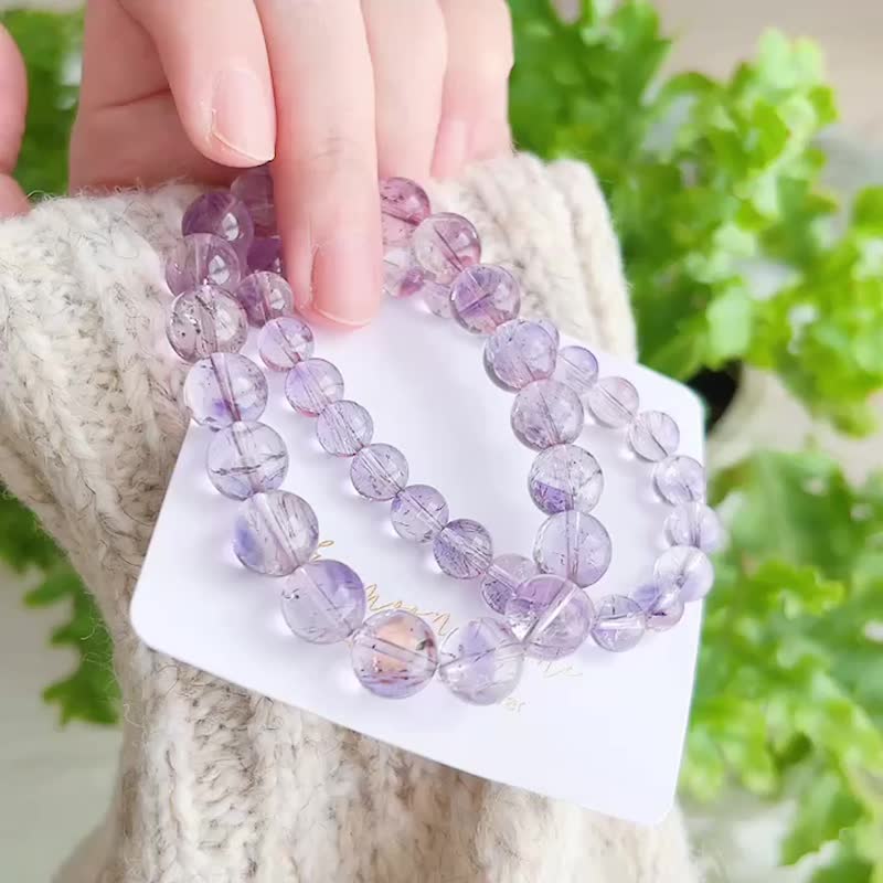 全淨體清透亮澤 黑紫超七高頻水晶手鍊 - 手鍊/手環 - 水晶 紫色