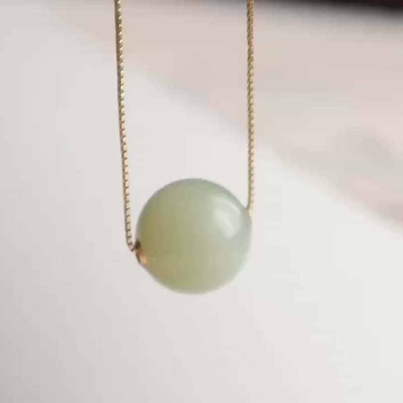 18k gold inlaid natural Hetian jade lucky beads clavicle necklace jade fine 18k thick gold inlaid lucky luck - Bracelets - Jade 