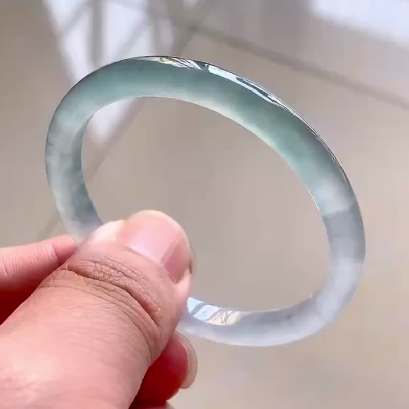 冰種玉鐲 天然翡翠玉鐲 A玉 手鐲 • 冰種晴水翡翠福鐲 - 手鍊/手環 - 玉石 綠色