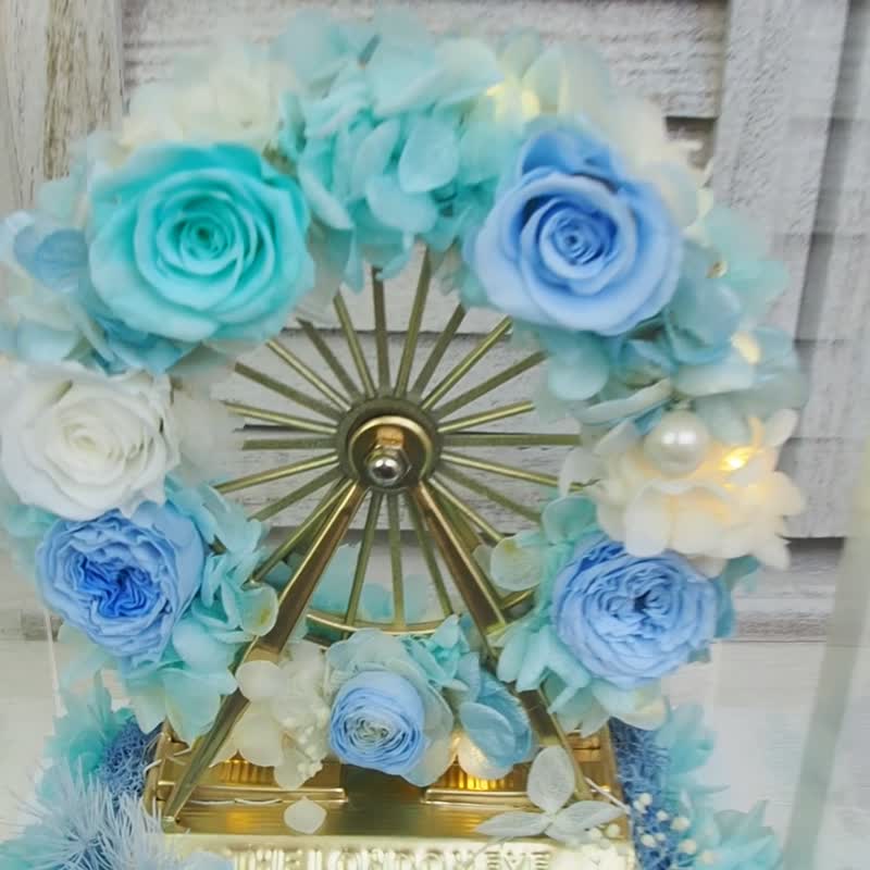 Valentine's Day Gift Leaflorist Japanese Preserved Flower Ferris Wheel - 3 colors available - Items for Display - Plants & Flowers Blue