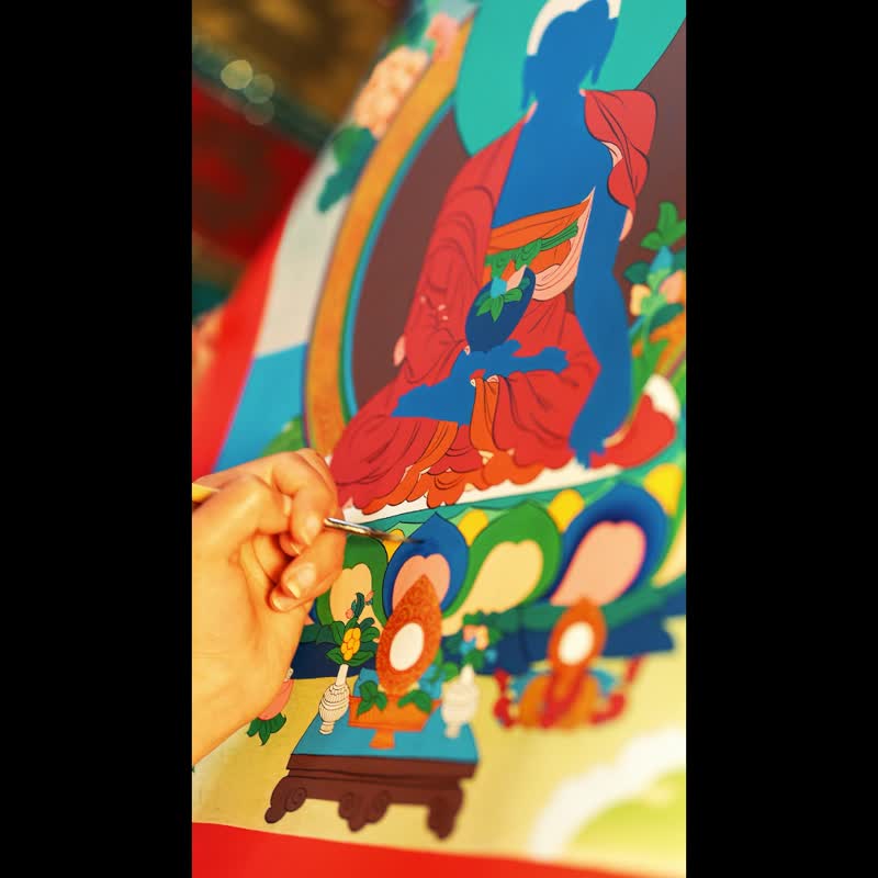 手工制作药师佛曼荼罗——灵性疗愈的象征 - 壁貼/牆壁裝飾 - 其他材質 多色