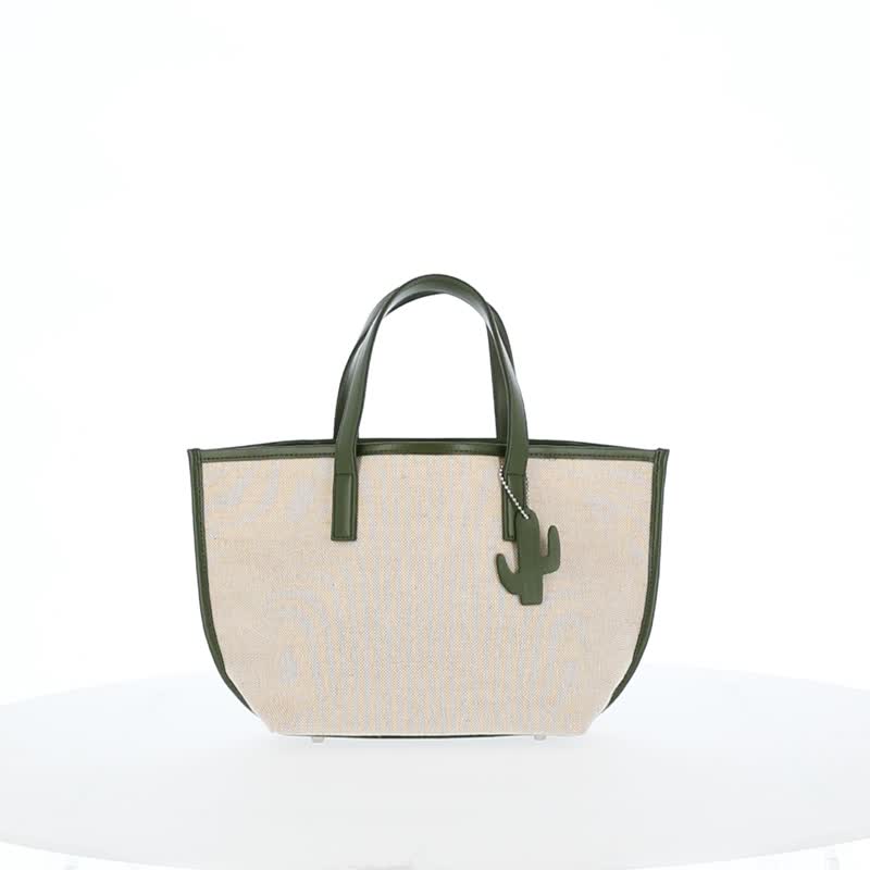 MAKE:D Cactus leather Canvas Mini Tote Bag - Handbags & Totes - Cotton & Hemp Khaki