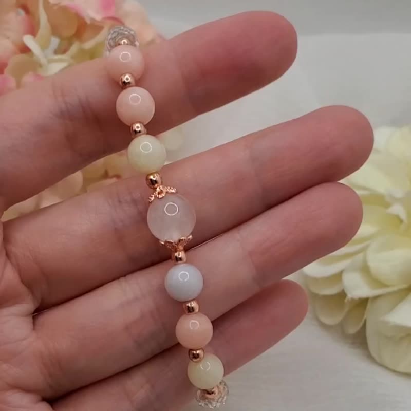 Gentle Fairy Rose Quartz Morgan Bracelet - สร้อยข้อมือ - คริสตัล หลากหลายสี