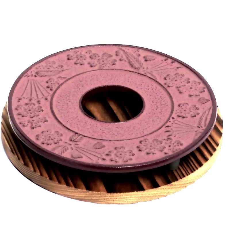 Nanbu Ironware Iwachu Japanese cast iron trivet coaster Cherry Blossom Pattern - ที่รองแก้ว - โลหะ สึชมพู