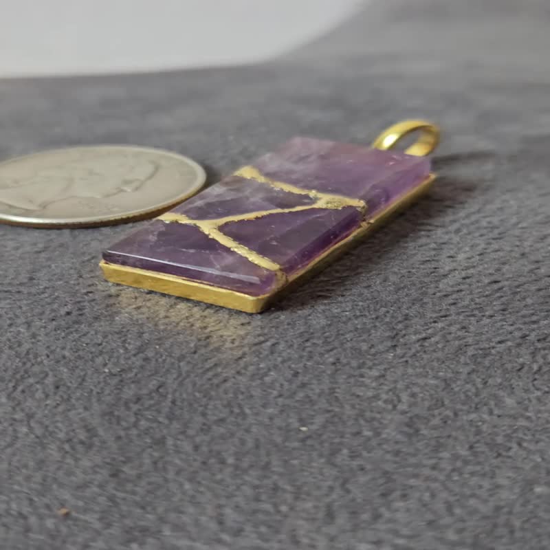 金繕紫水晶項鍊 22K鍍金純銀 日本藝術珠寶 - 項鍊 - 半寶石 