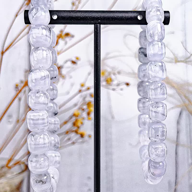 【稀缺高品 玉化藍紋瑪瑙】天然水體 藍紋瑪瑙 水晶手串手鍊|實拍 - 手鍊/手環 - 水晶 藍色